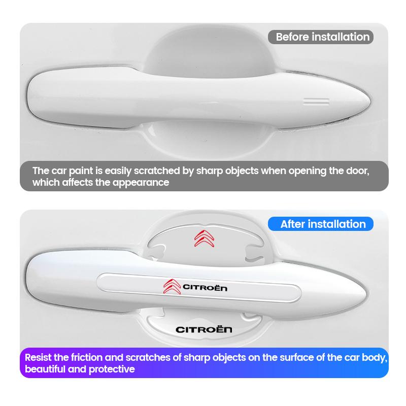 YJTHM1 Car Door Handle Bowl Protective Stickers Anti-collision Decor For Citroen C4 C3 C5 C1 C2 C6 Berlingo C-Elysee Cactus Picasso