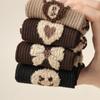 4 Pairs Autumn and Winter New Brown Maillard Socks Women's Light Luxury Style Ins Trendy Socks Love Bear Warm Raw Edge