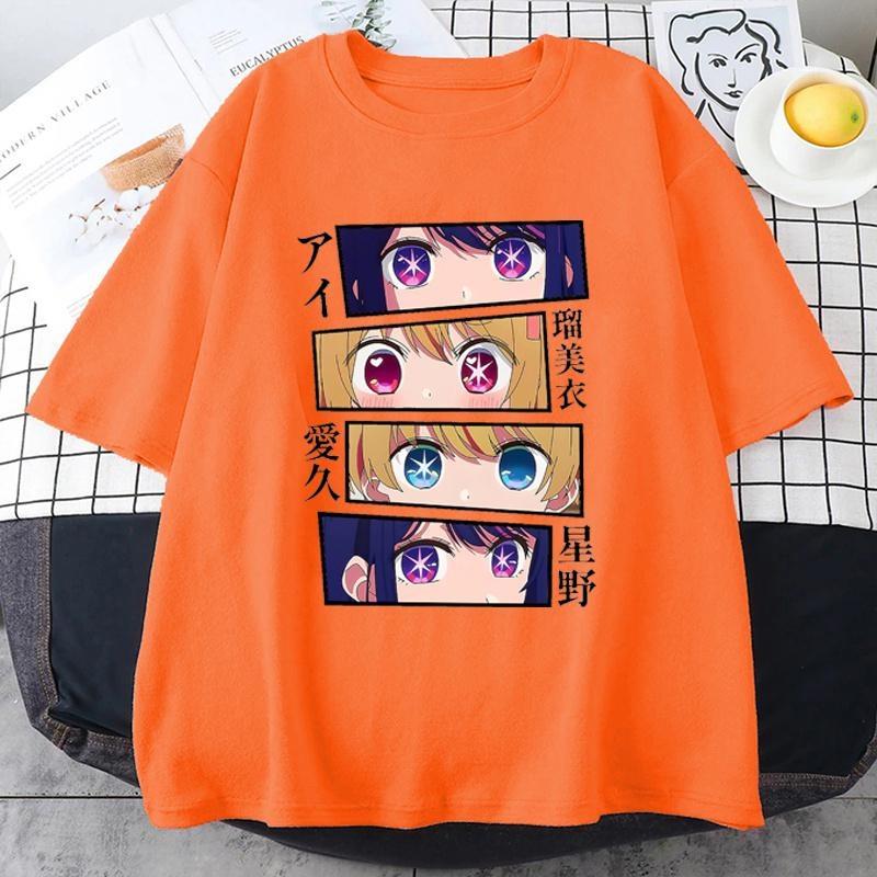New Anime Eyes Graphic Print T Shirt Women Summer Casual Round Neck Loose Tees Streetwear Fashion Anime Harajuku T-shirts