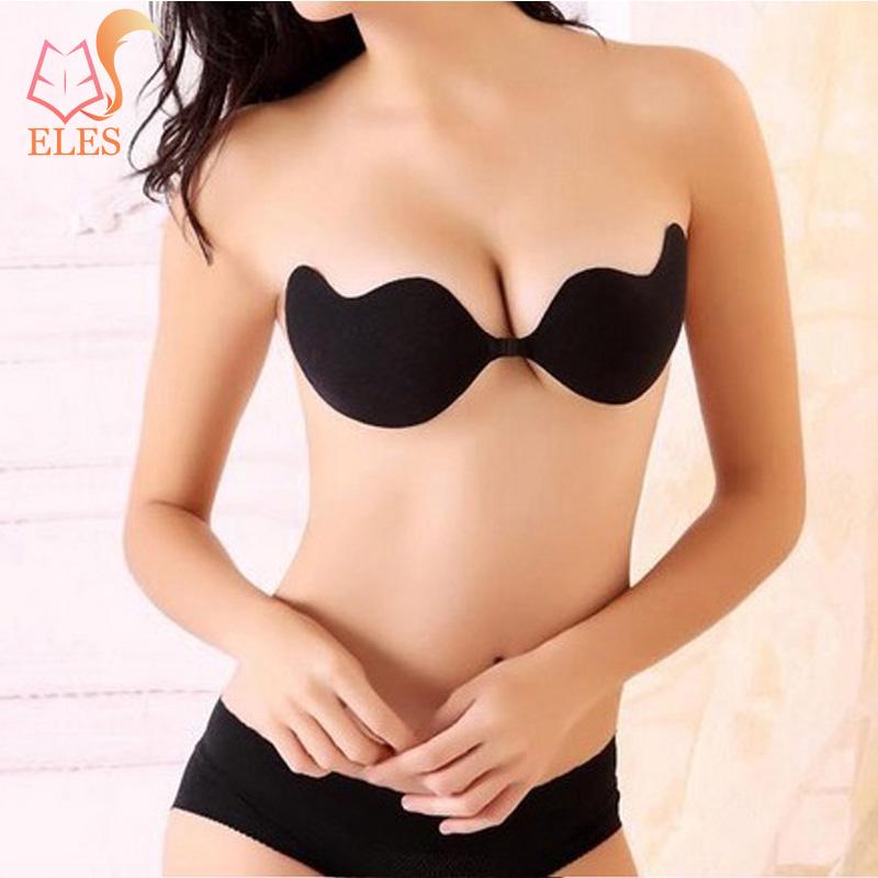 Women Invisible Backless Bra Front Closure Underwear Seamless Strapless Push Up Bra Lingerie
