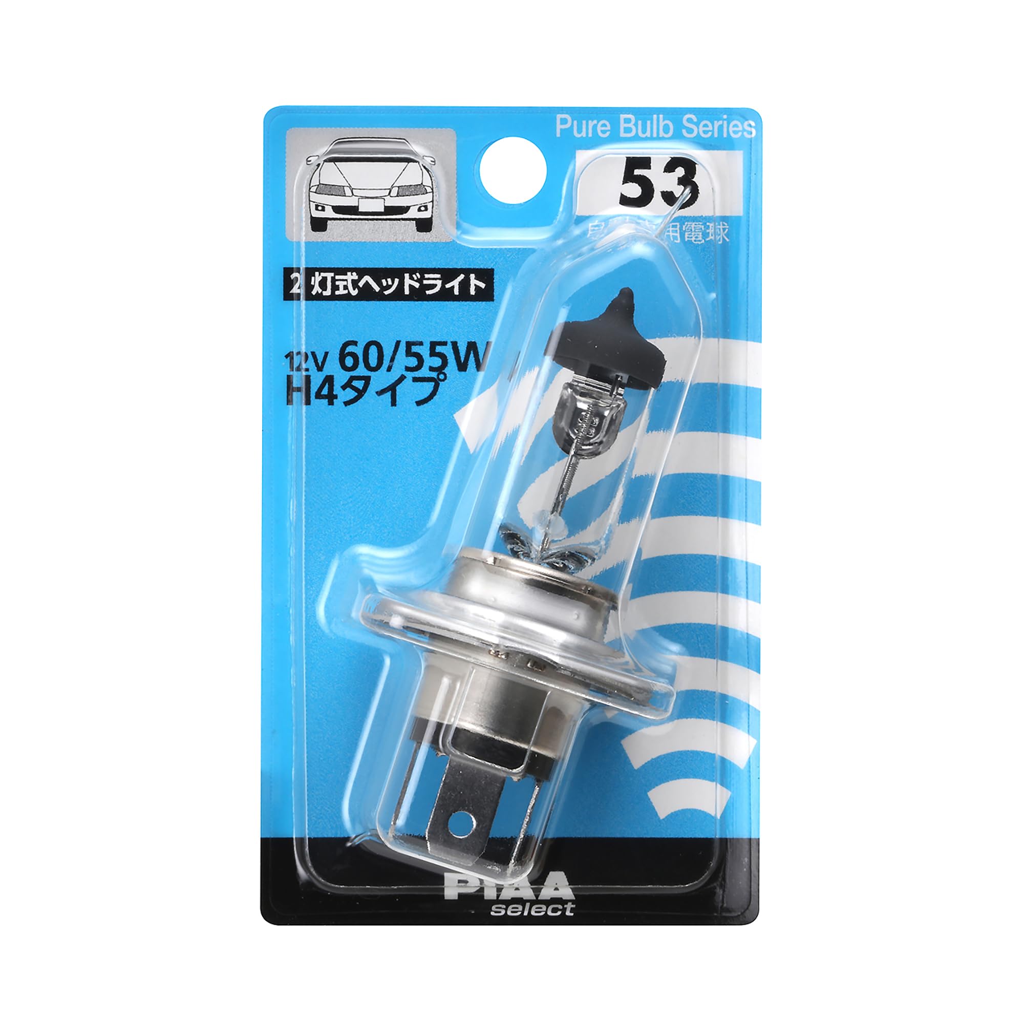 

PIAA Car Light Halogen H4 12V HR53 Headlight/Fog Bulb, Clear, 66/55W,