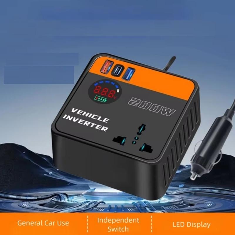 Universal 12V 24V To 110V 220V Electricity Vehicle Power Inverter With LCD Display And Two USB Charging Ports