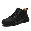 Italian Brand Trendy Men's High Top Shoes Wear-resistant Workwear Shoes Winter Velvet Thick Soled Men's Ankle Boot Straps
