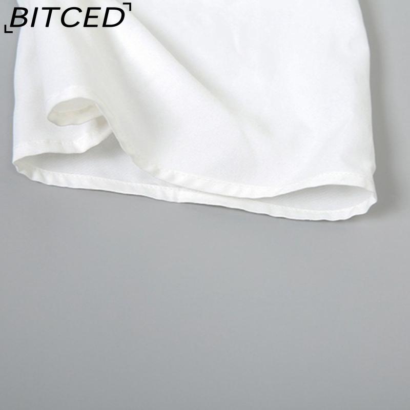 BITCED Autumn Women's Solid-Colour Slim-Fit Cropped Streetwear V-Neck Long-Sleeved Top