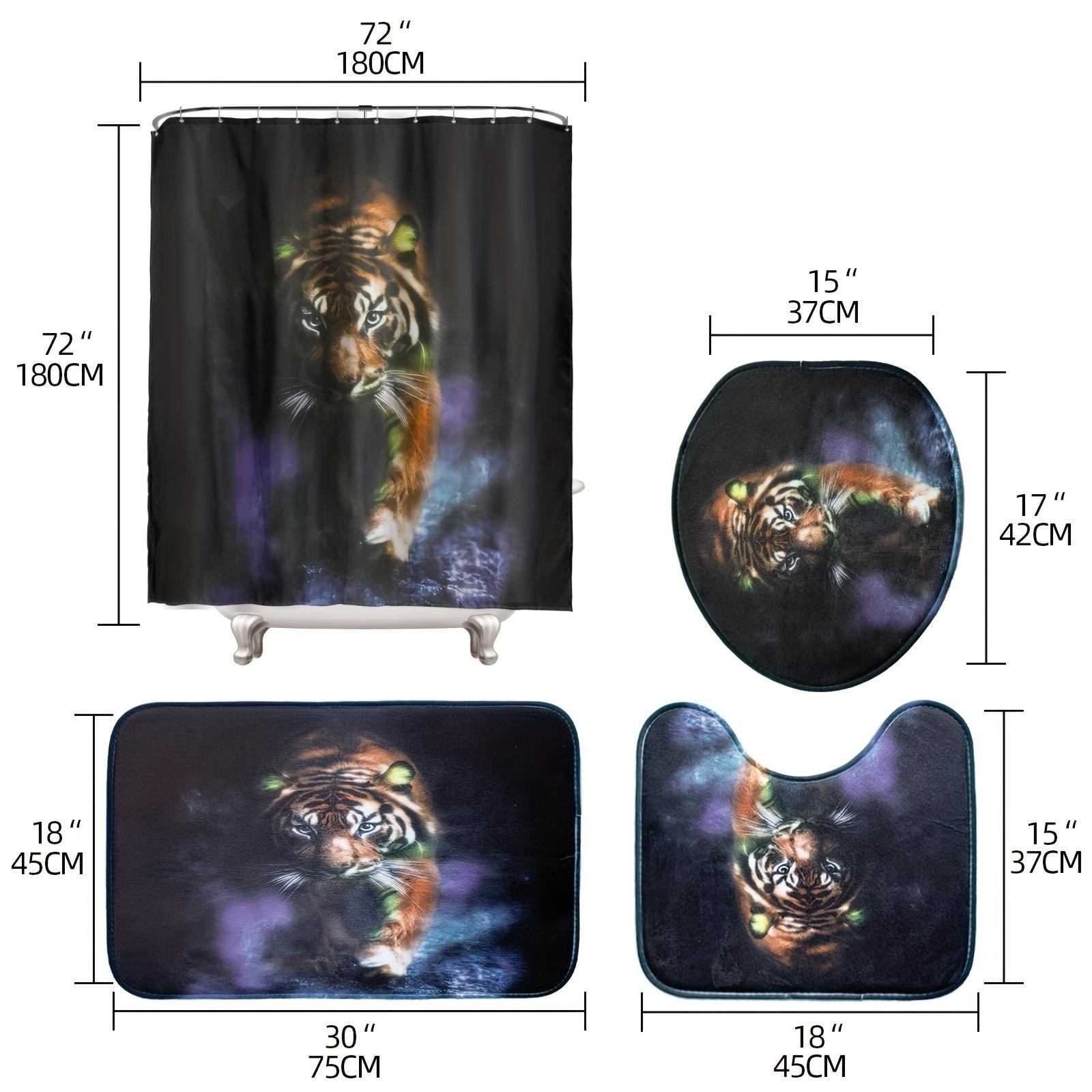 

4 шт. Набор занавесок для душа с занавеской для душа и ковриками с абстрактным блоком, нескользящий коврик для ванной, крышка для унитаза, 12 крючков, декор для ванной комнаты 4Pcs