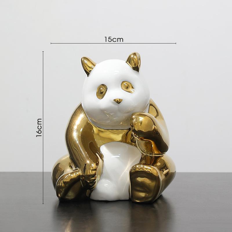 Simple Electroplating Cute Panda Decoration Living Room Desktop Light Luxury Home Decoration Wine Cabinet Office Ceramic Crafts