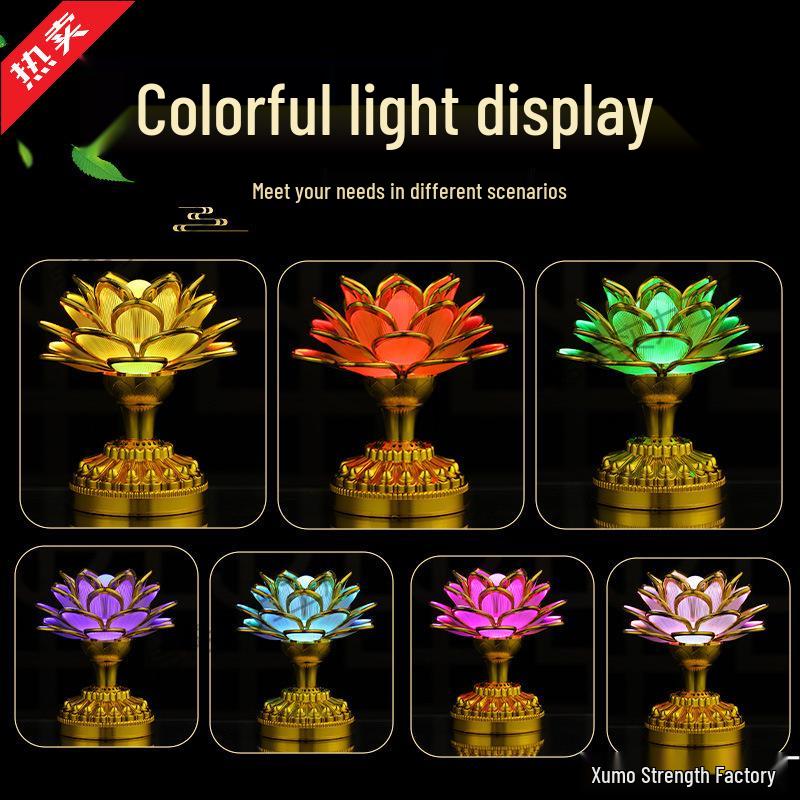 Seven-Color Lotus Bodhisattva Plug-in Offering Lamp for Buddha Hall, Year of the Horse.