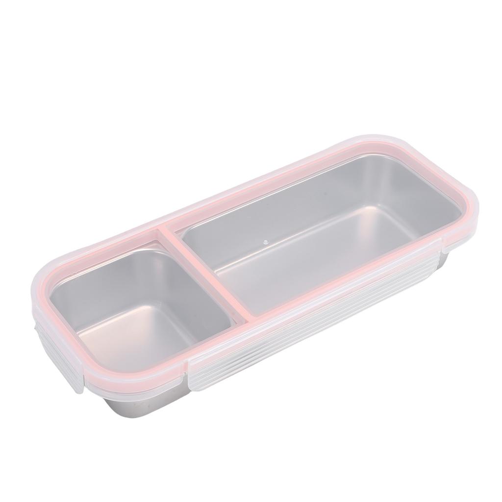 Portable Snack Container 304 Stainless Steel Sealed 2 Compartment Food Storage Container for Travel Camping Picnic