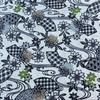 Used Fabric, excellent item, yukata, fan, flower, blue-gray, cotton []