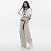Spring Summer Paris Gray Cool Street Cargo Relaxed Hide Fat Saber Cut Wide Leg Trendy Denim Pants Women Casual Pants Oversize Denim Trousers
