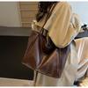 Commuter big bag women's new large-capacity tote bag women's high-end shoulder big bag brown soft leather