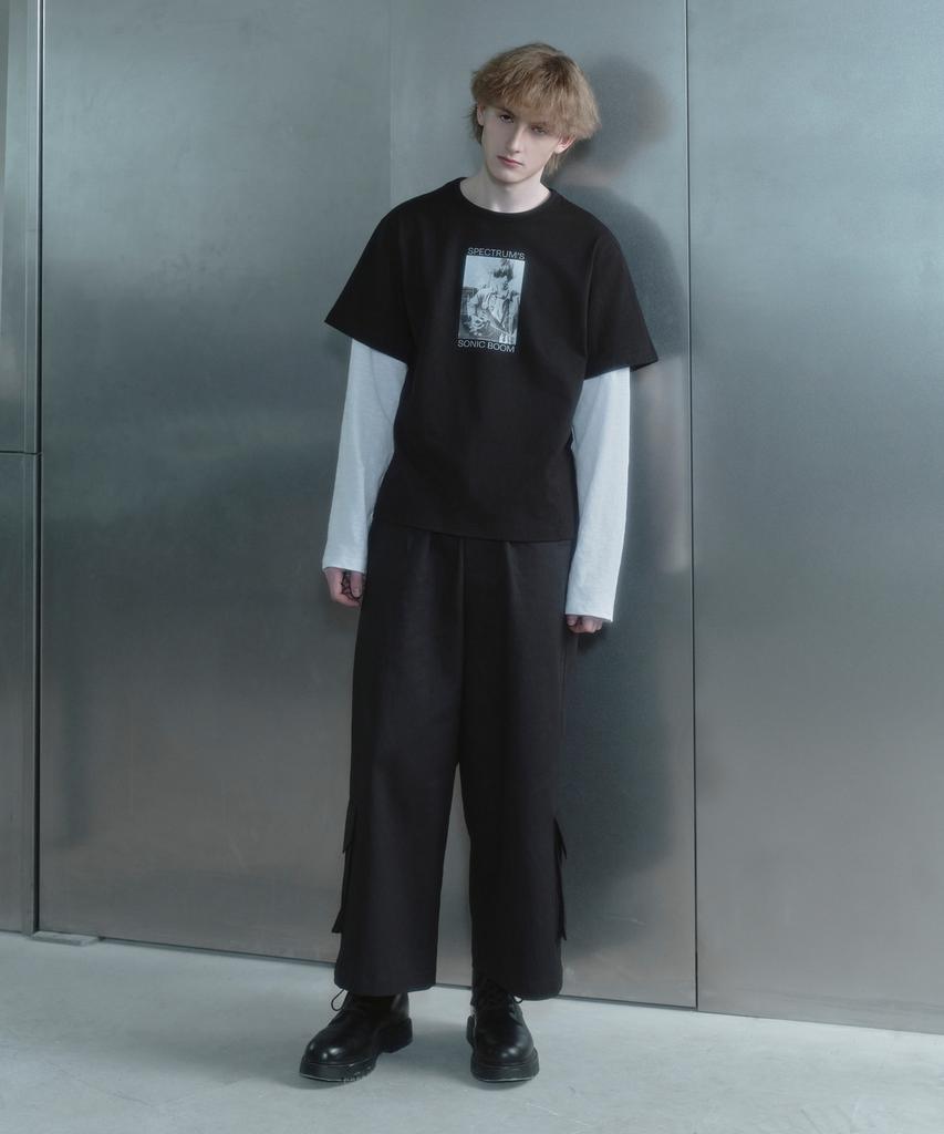 Kilyu Sonic Boom Layerd Long Sleeve T-Shirt_Black