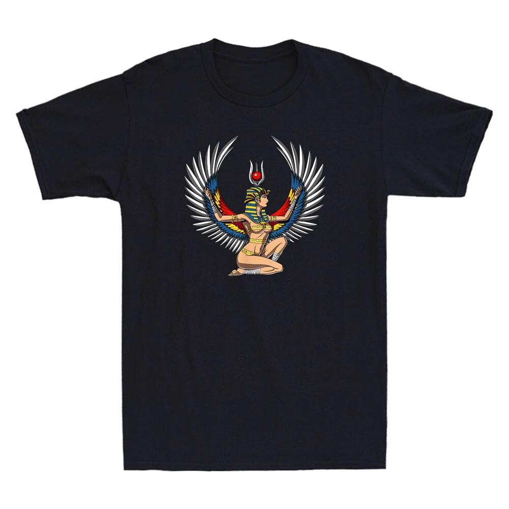 Egyptian Goddess Isis Queen Pharaoh Hieroglyphs Mythology Vintage Men s T-Shirt L