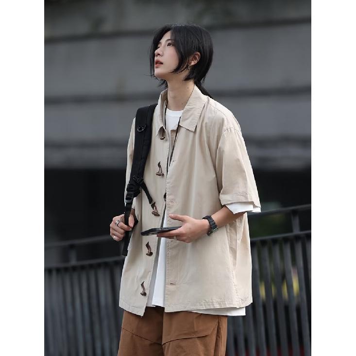 2024 New Retro Shirt For Men'S Summer Clothing, Hong Kong Style, Student'S Loose, Small And Popular Design, Fun Men'S Wear Top, Outerwear