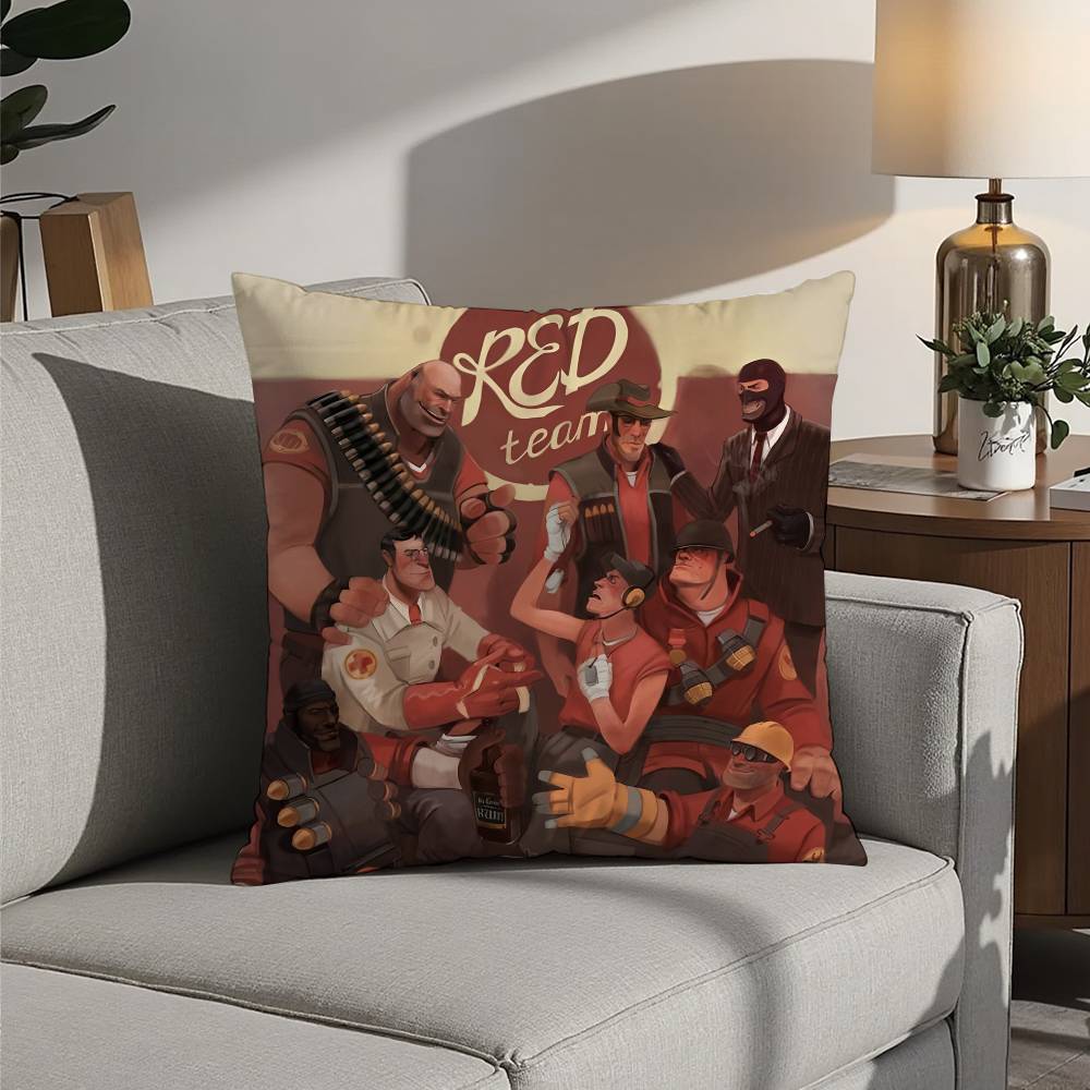 Tf2 Team F-Fortress 2 Pillow Case Sofa Decorative Home Double-sided Printing Short Plush Cushion Pillow Cover Holiday Gift