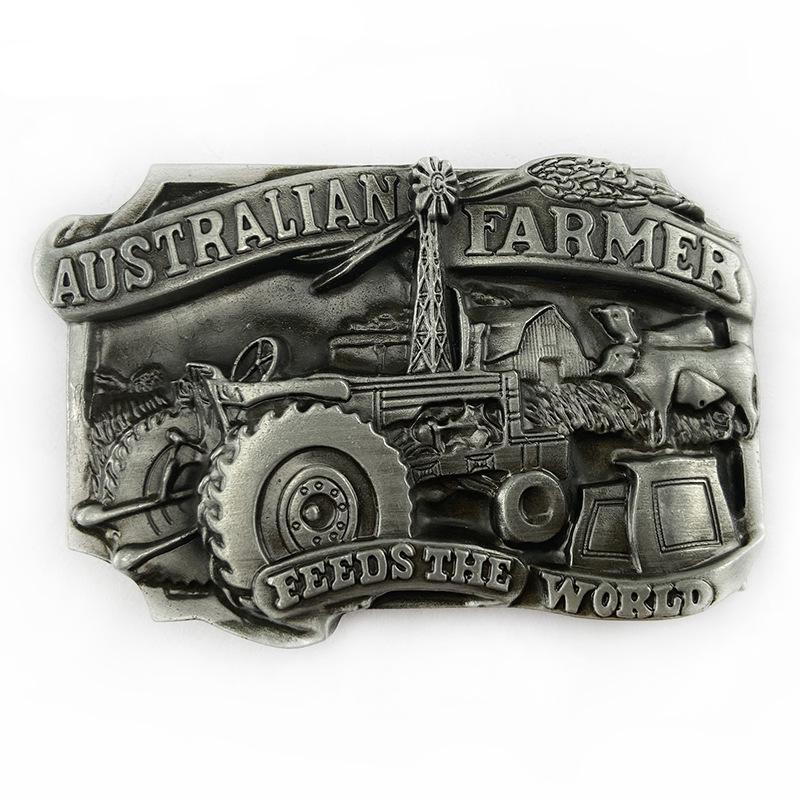 Australian Farm Owner Tractor Scene Belt Buckle