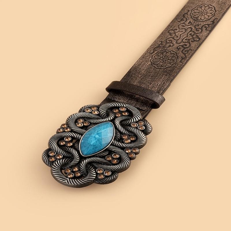 Vintage Lady Belt Dress Belts Pin Buckle Cowboy Wide Belt Party Dress Waist Belt