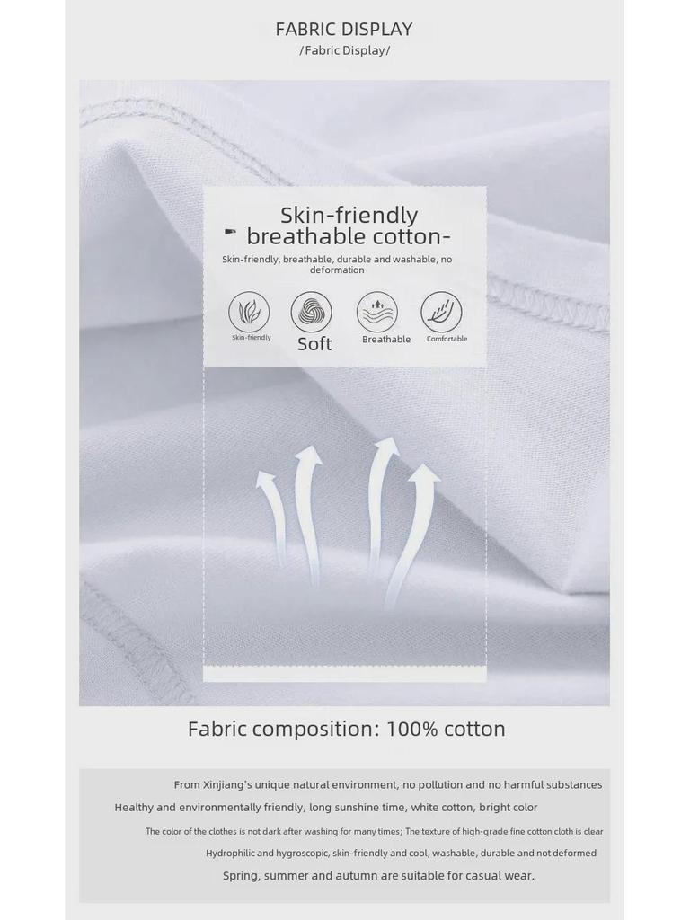 Women's White Pure Cotton Short Sleeve T-Shirt, Korean Style, Loose Fit, Petite High Waist, Versatile Fashion Top