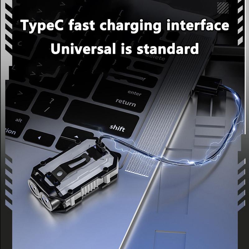 Led High Bright Flashlight Portable Mini Keychain Light Dual Light Source Outdoor Camping Fishing Multi-Function Tool Torch Lamp