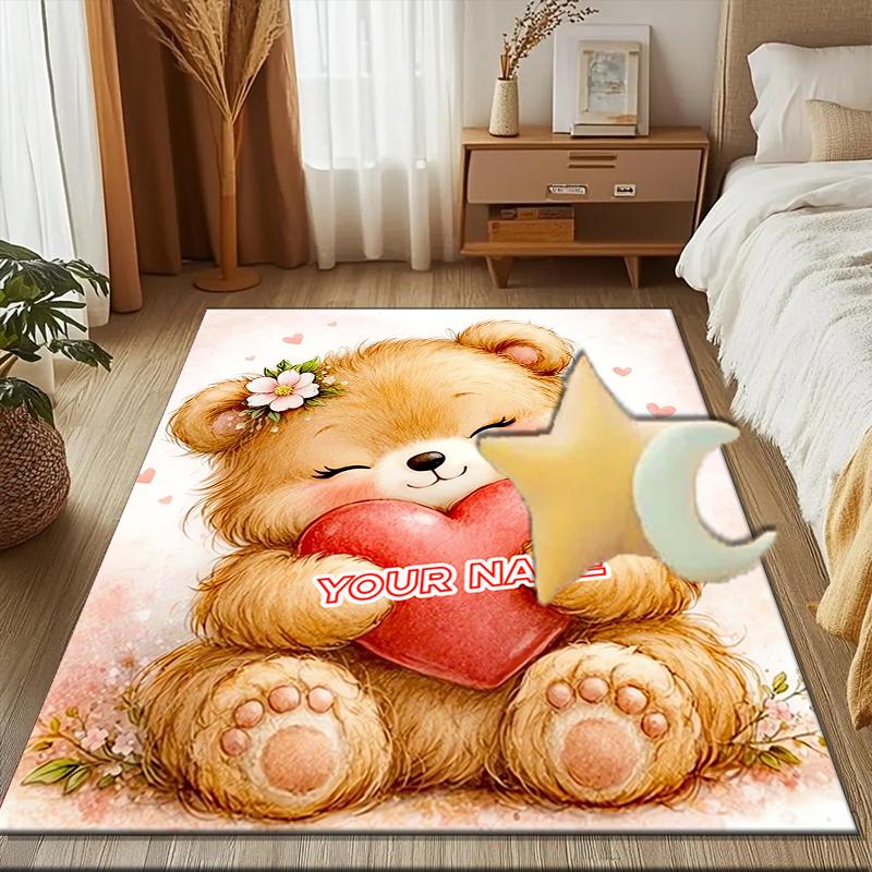 1PC Custom Name Love Heart Name Theme Floor Mat Ideal for Living Room, Game Rooms, Office, Bedroom,Floor Mat Playful Design