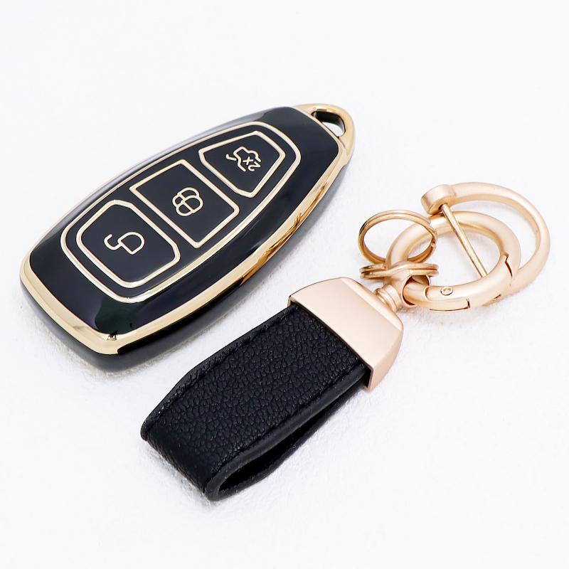 Auto Shell For Ford C-Max S-Max Kuga Ii Ecosport Fiesta Iv Focus Iii Galaxy Fusion Mondeo Iv B-Max Car Key Case Cover Keychain