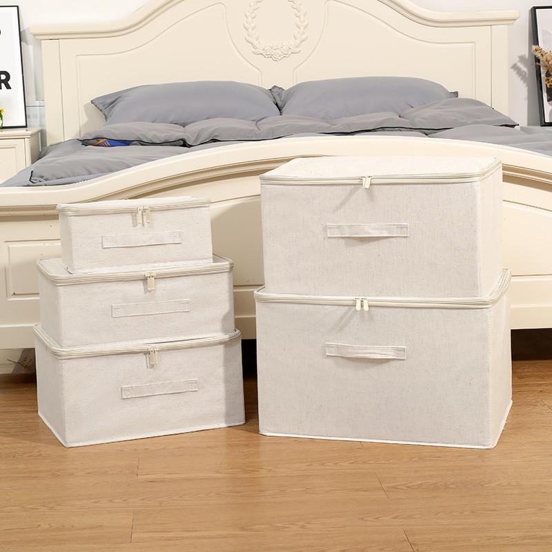 Cotton Linen Foldable Storage Bin With Waterproof Fabric For Bedroom Organization