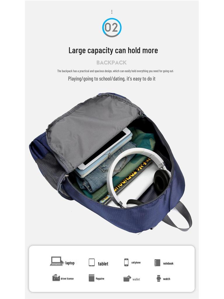 Leichter faltbarer Reise-Rucksack mit großem Fassungsvermögen für Damen