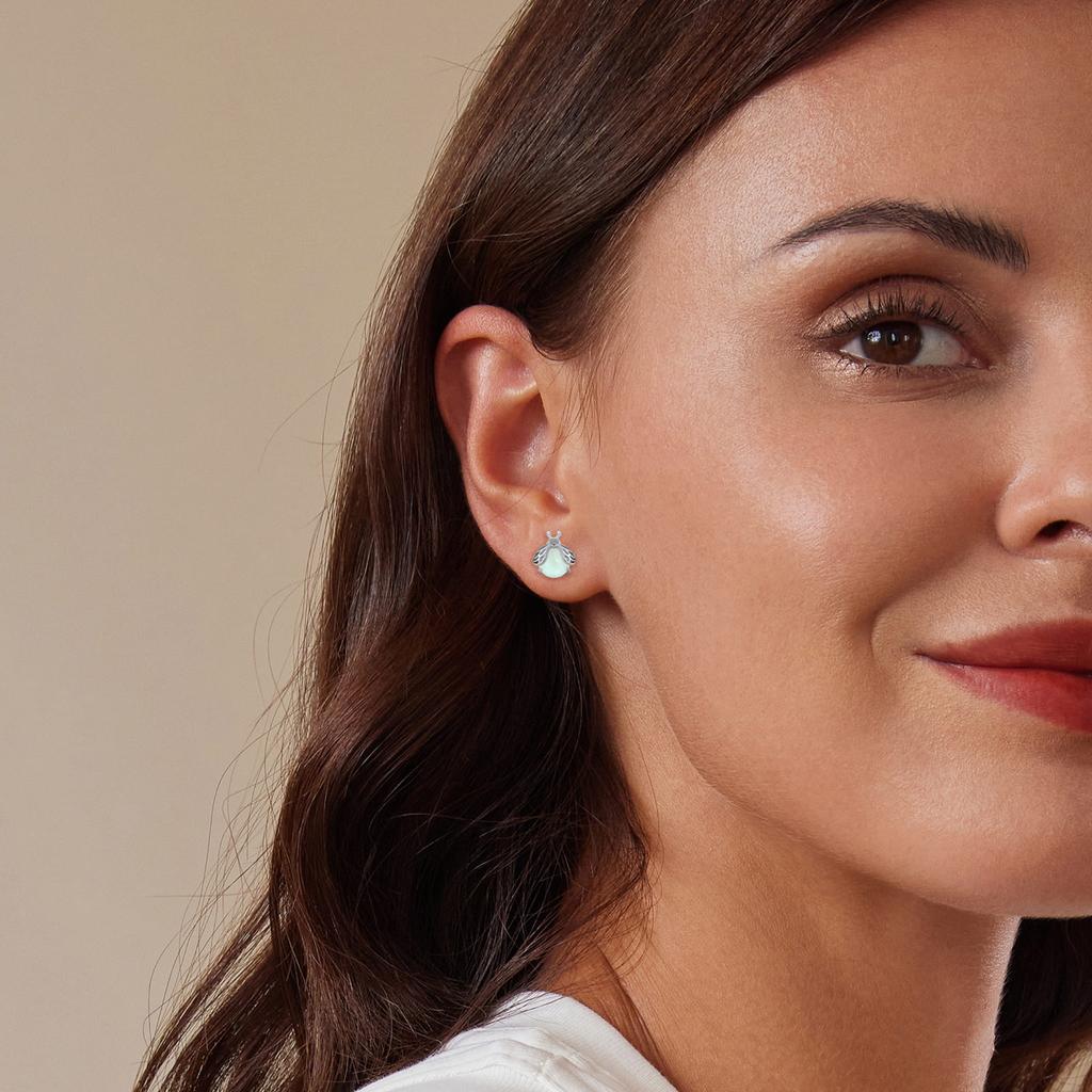 Glowing Firefly Silver Stud Earrings 925 Silver