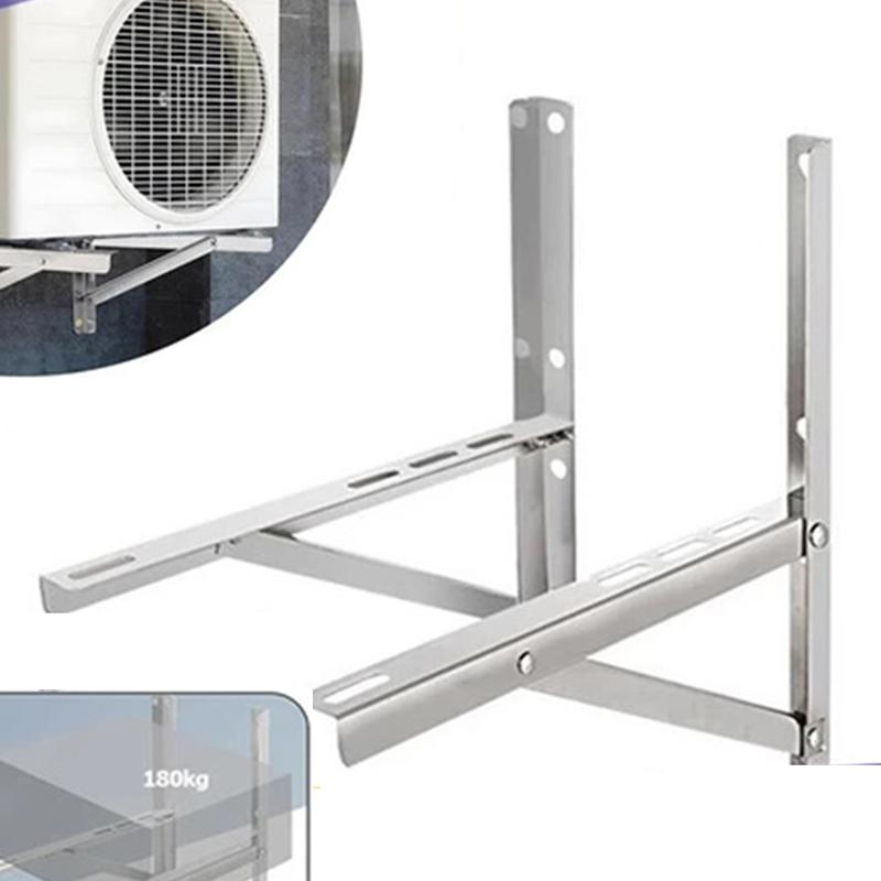 Aircon Bracket:1Pair Universal Aircon Bracket 1-1.5Hp 304 Stainless Steel Air Conditioning Bracket Heavy Duty Adjustable Easy Bo