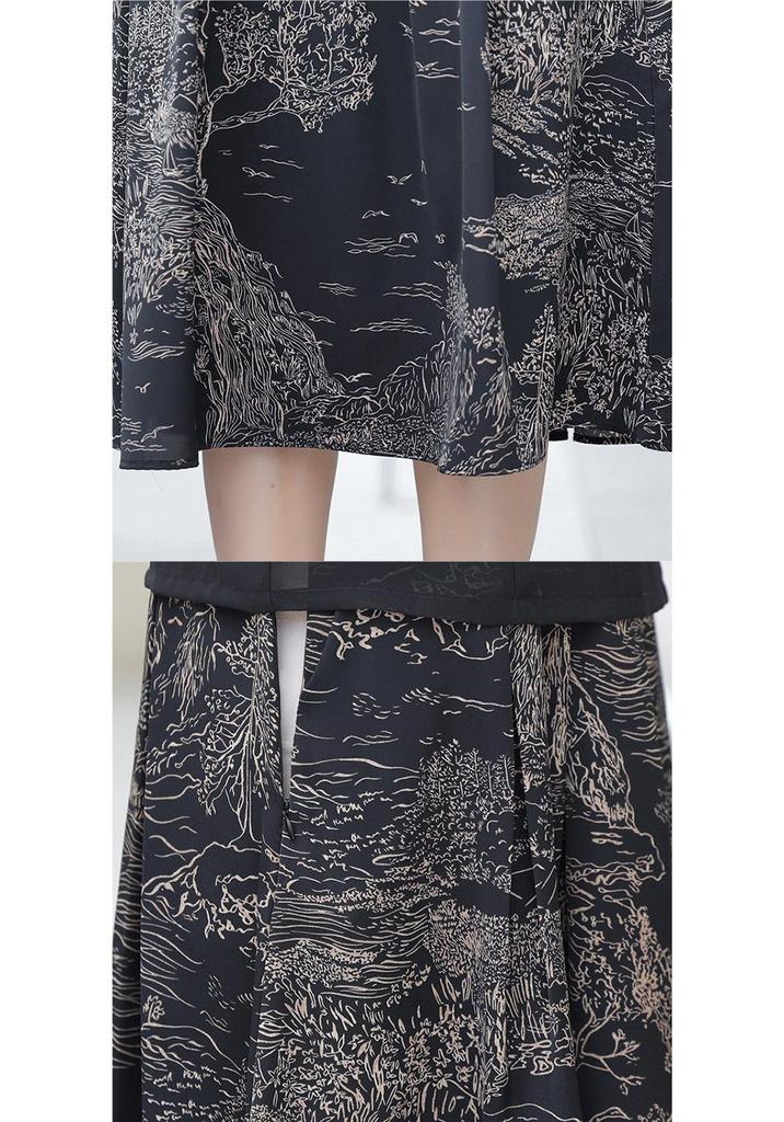 Stylish Chiffon Summer Dress for Middle-Aged & Elderly Women - Short Sleeve, Waist-Cinching Design