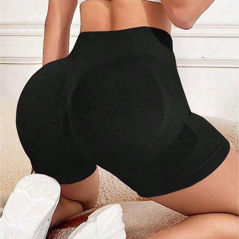 

New Arrival Cross-Border Fashion Seamless High Waist Hip Lifting Yoga Shorts Peach Hip Tight Sports Fitness Short Shorts Shorts Women Black L