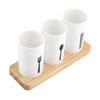 Oak Wooden Base Chopsticks Holder Cutlery Storage Box Drain Rack Knife   with Three Compartments, Stable   Design for Kitchen Draining an
