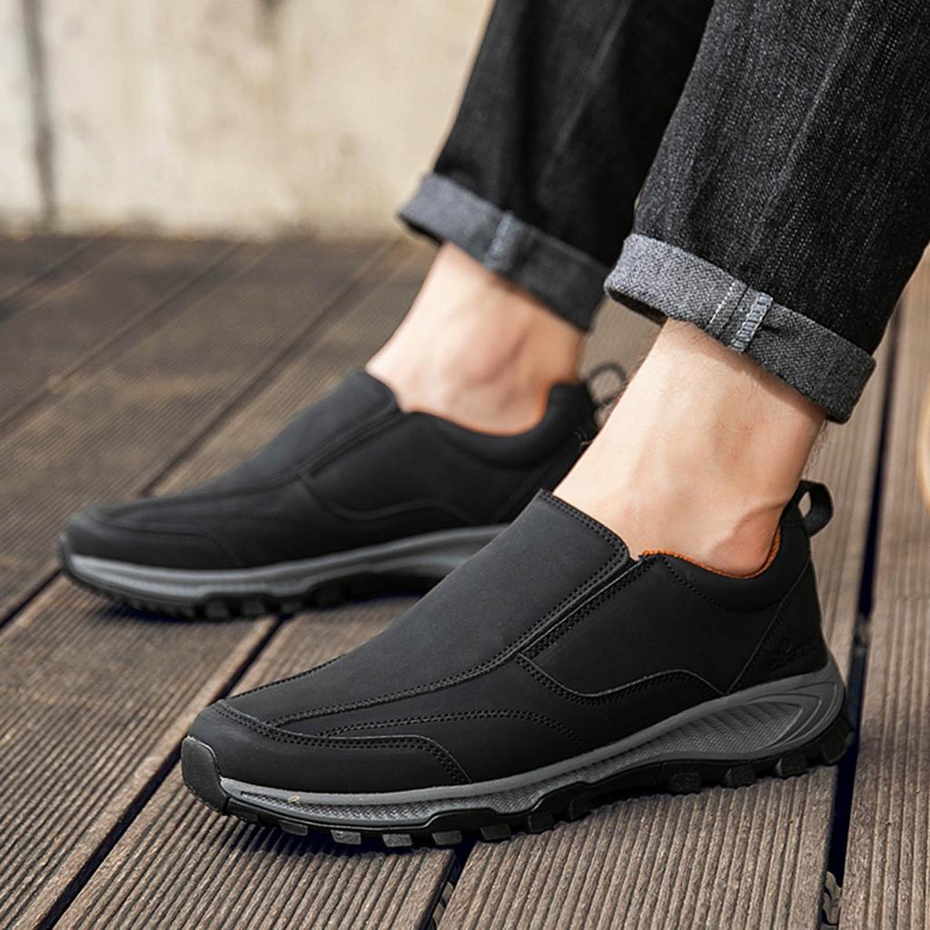 Men'S Fashion Leather Slip Outdoor Hiking Shoes Leisure Sports Hiking Shoes Sneaker Socks For Men