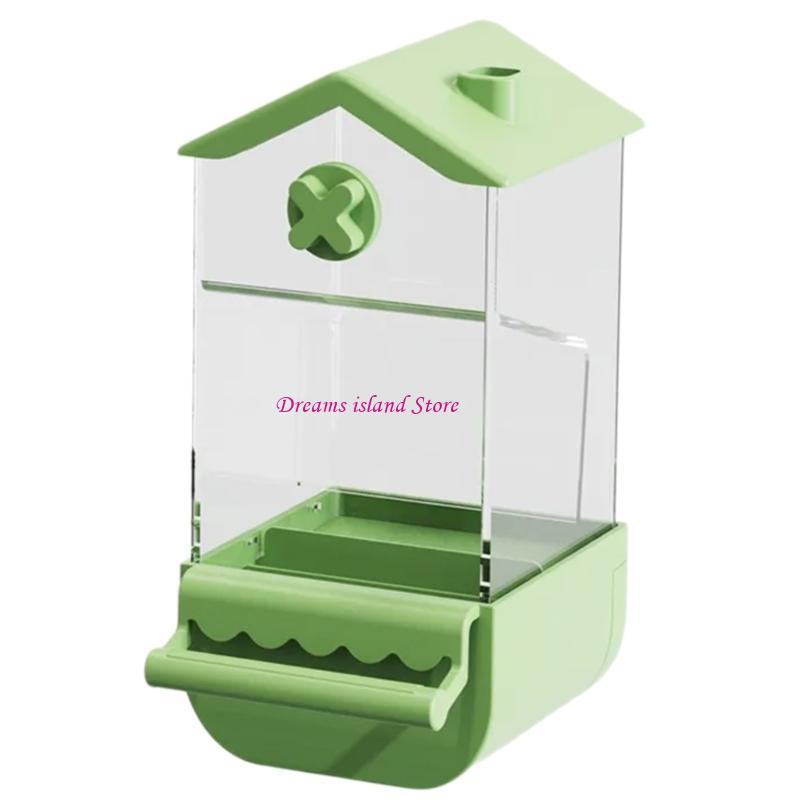 Automatic Bird Feeders Screw on Cage for Indoor Bird Feeders Transparent Visiable Large Capacity Bird Feeding Tool HX6C