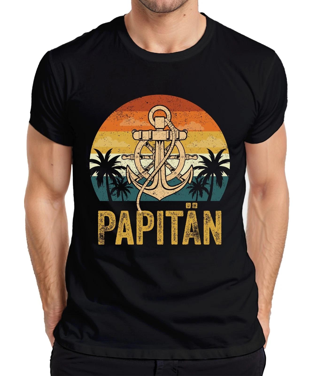 

Vintage Papitan Retro Fathers Day Gift Sea Lover Men Dad Mens T-Shirt- 4XL