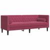 2 Piece Chesterfield Sofa Set with Neck Pillows Red Velvet
