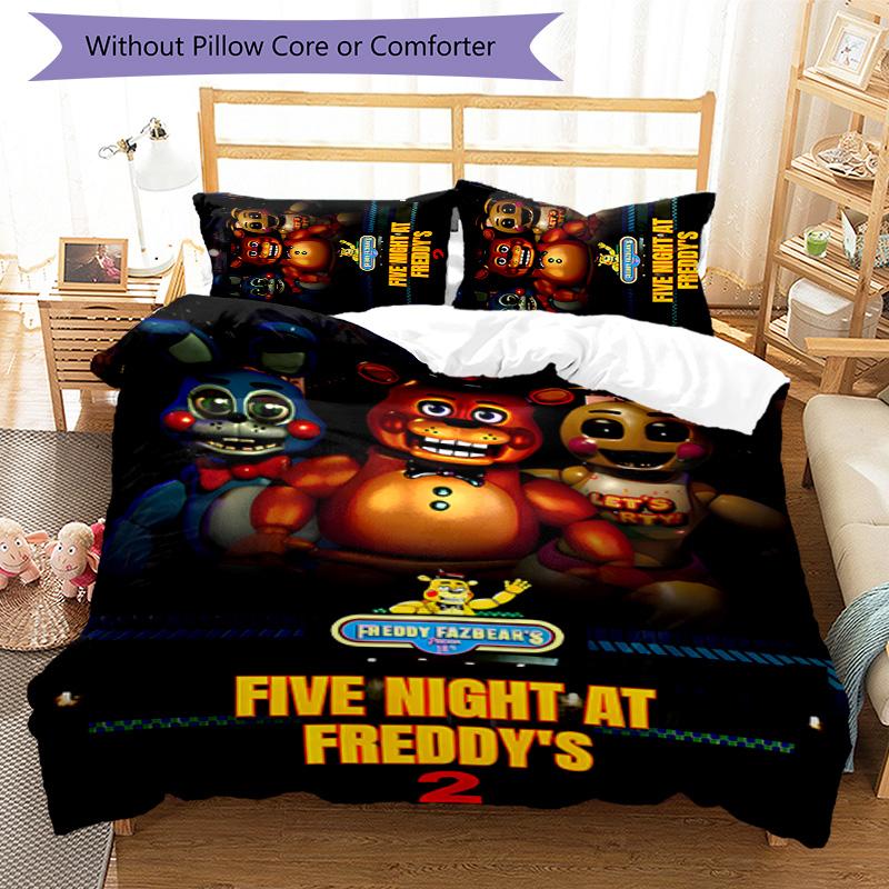 Freddy Bear 3pcs Bedding Set Duvet Cover Closure Includes 1 Duvet Cover & 2 Pillowcases for All Seasons Bedroom Home Dorm Decor