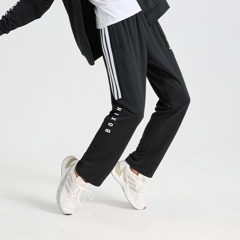Adidas Boxing Logo Side Stripe Elastic Retro Straight Leg Knitted Sports Pants Unisex Pants Black TR30PR1BX-BW