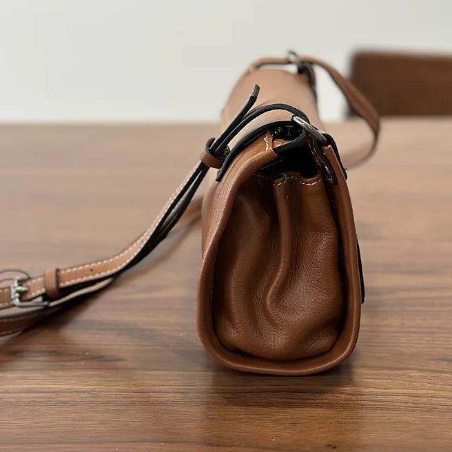 Johnature Echte Leder Damen Tasche Retro Postboten Tasche Vielseitig Weiches Rindsleder Einfarbige Umhängetasche