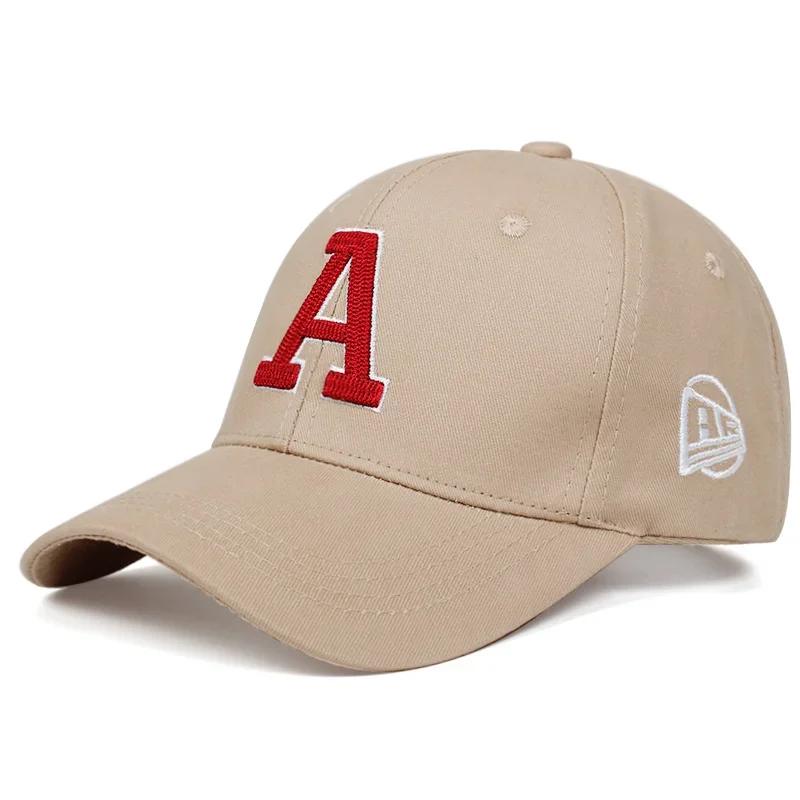 Unisex Baseballkappen mit A-Buchstaben-Stickerei, verstellbare Freizeitkappen, Frühling und Herbst, Outdoor-Sonnenschutzmütze beige