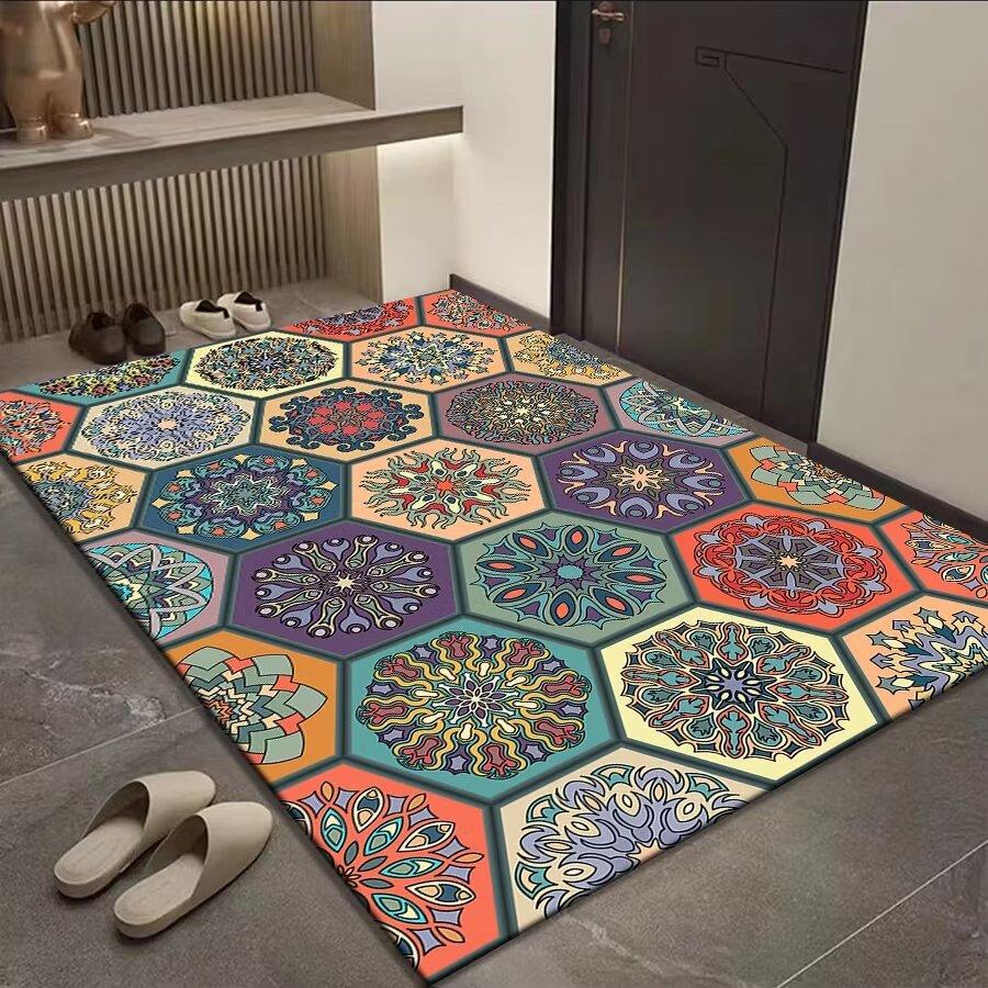 

Богемський килимок для підлоги для входу в дім, абсорбуючий, стійкий до плям, нековзний килимок для дверей, ідеальний для використання у ванній кімнаті та передпокої 80*120cm