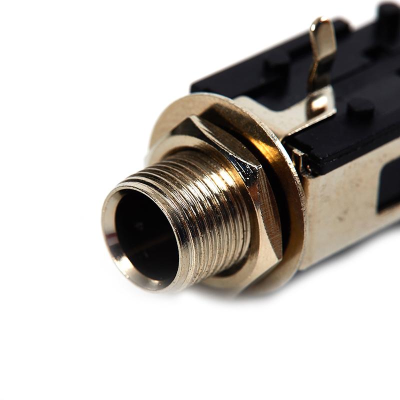 2Pcs 6.35Mm Audio Headphone Jack 1/4 Inch 5 Pin Audio Microphone Female Socket Panel Mount Solder Conenctor