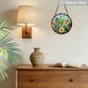 2D Flat Stained Glass Green Cactus Flower Window Decoration, 6.3/7.87inches Colored Glass Plate with Chain, Charming Spring Summer Sun Catcher Home