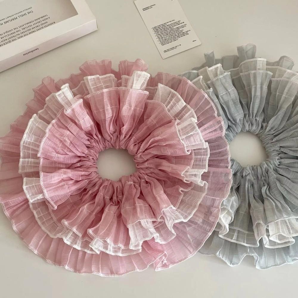 Premium Sense Hair Bands Chiffon Hair Accessories Korean Style Wavy Lace Scrunchie  Women