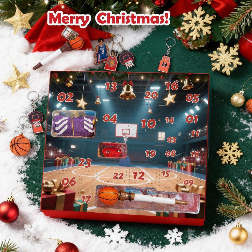 Basketball Advent Calendar Countdown Set – 24-day Sports-themed Gift Box For Teenagers With Mini Hoop Toys, Accessories Surprise