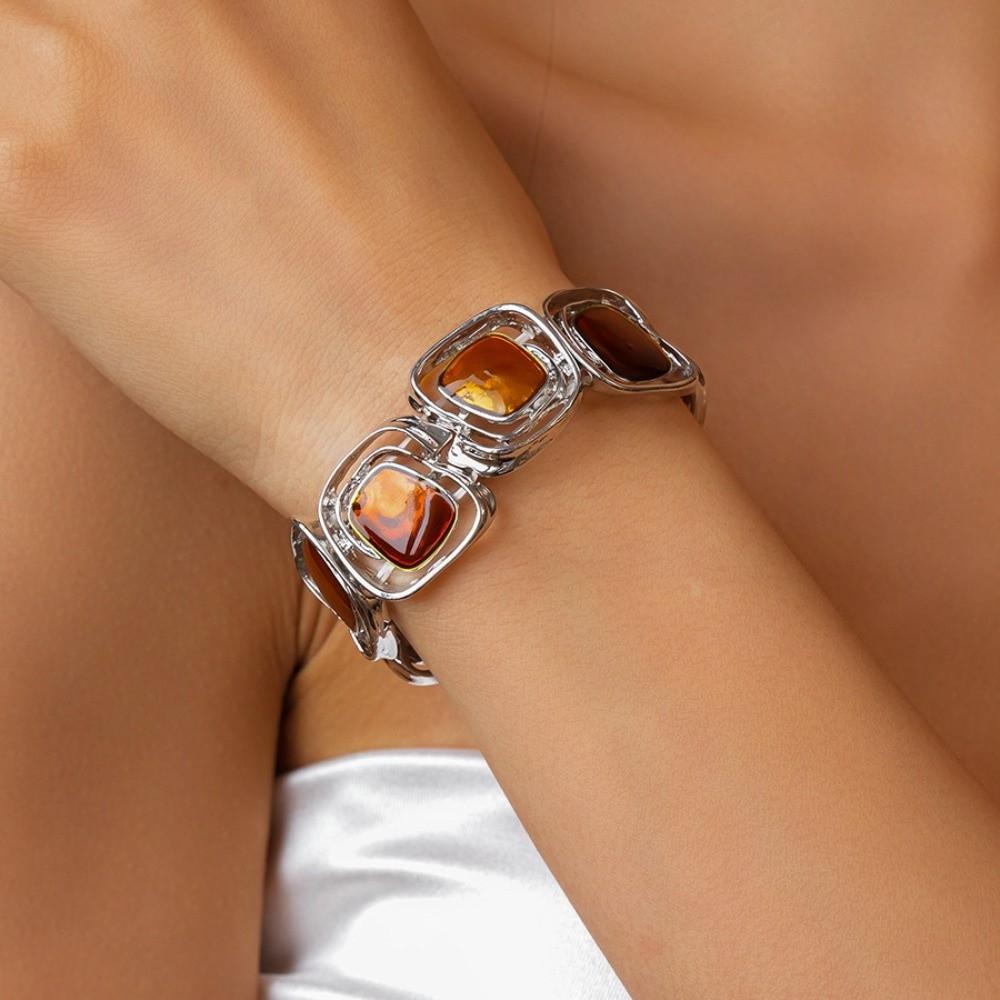 Irregular Geometric Colored Oil Rose Bracelet Elastic Circular Enamel Bangle Waterproof Patchwork Women's Hand Bracelet