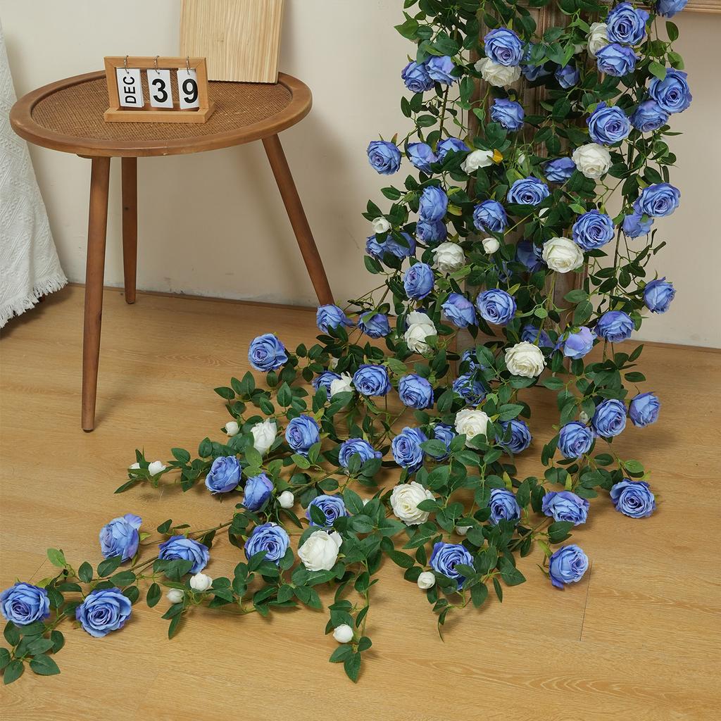 Künstliche Sweetheart Rosenranke Seidenblume Rattan Fake Blumenranke für Zuhause Café Bar Hochzeitsdekoration