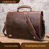 Black Angel Genuine Leather Men's 14-inch Laptop Business Briefcase
