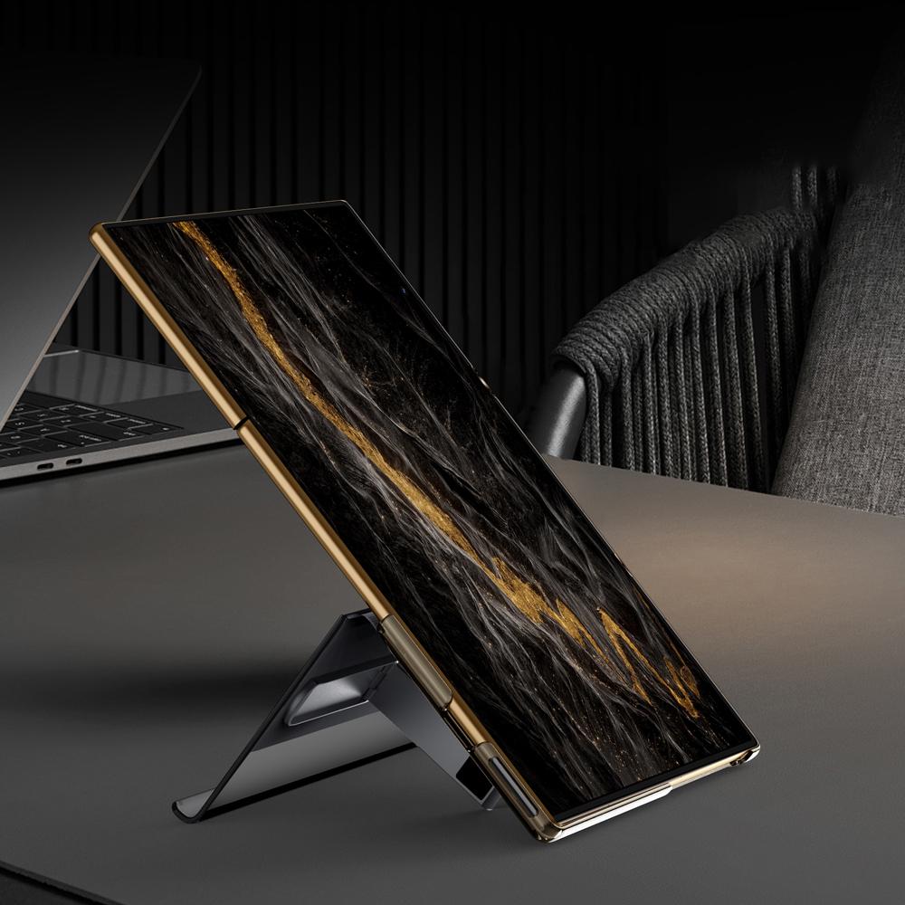 Für Huawei Mate XT Ultimate Case Ständer Sichtfenster Echtes Rindsleder+PC Handyhülle