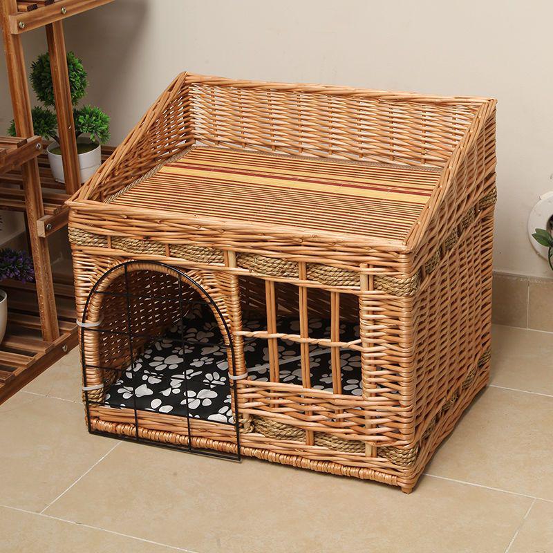 Four Seasons Universal Cat House – Enclosed Rattan Weaving Villa for Cats